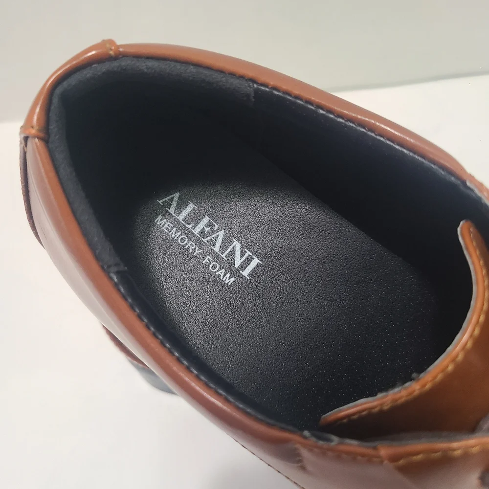Alfani Andrew Classic Dark Tan Leather Men's‎ Dress Shoes Size 8.5